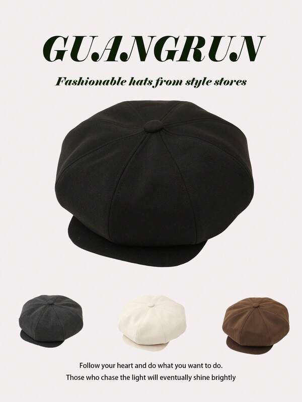 1 pezzo Berretto basco da donna per l'autunno, cappello con logo a lettere di colore solido, stile casual ed elegante da strada, adatto per uso all'aperto, raduni familiari, ciclismo, viaggi, feste, uso quotidiano in autunno