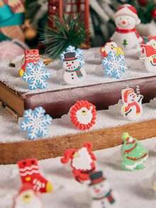 50pcs-Christmas Party Giveaway 50 Christmas Lighting Rings, Glow Rings, Party Supplies, Christmas Glitter Glow Finger Rings, Christmas Party Decoration Home Prop Supplies - Multicolor - View 5