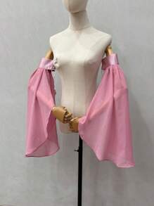 1pc Black Chiffon With Puff Sleeves & Grim 2 Elastic For Halloween Party Bride Sleeve Accessory