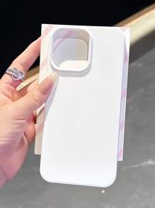 1pc White Matte Simple Large Hole Lens Protection Anti-Drop Phone Case, Personalized For IPhone 16 Pro Max, 17/16/15/14 Plus, 13/12/11 Protective Cover - White - View 1