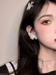 4 件蝴蝶迷你发夹迷你发夹新娘婚礼刺绣发夹时尚发夹适合女士和女孩 - 白色 - 查看 9