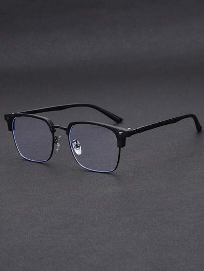 1 par de gafas de montura metálica vintage con lentes transparentes, adecuadas para uso diario, juegos y trabajo con computadora