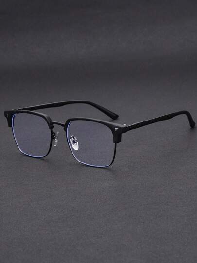 1 par de gafas de montura metálica vintage con lentes transparentes, adecuadas para uso diario, juegos y trabajo con computadora