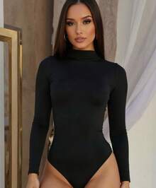 BODY BORY MANGA LONGA GOLA ALTA - Preto - Visão 2