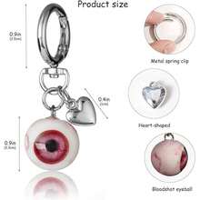 Mặt dây chuyền hình mắt kinh dị, Móc khóa Gothic, Phụ kiện Halloween, Móc khóa hình trái tim Gothic, Mặt dây chuyền trang trí vui nhộn cho ví, Ý tưởng quà tặng Giáng sinh cho nam và nữ - Xem 5