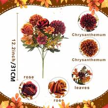1 CÁI/3 CÁI Hoa cẩm tú cầu nhân tạo, Hoa hồng Bó hoa lụa Cây giả cho Đám cưới mùa xuân Bình hoa cho Trang trí Phòng ăn Phòng ngủ tại nhà, Ngày của Mẹ Ngày lễ tình nhân Phụ kiện Tiệc sinh nhật, Trang trí Sân vườn Ngoài trời Mùa thu - trái cam - Xem 2
