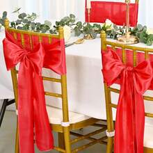25pcs Satin Chair Sash Tie Bows, Fuchsia Satin Chair Sash Tie Backs For Wedding, Reception, Event, Banquet, Party, Hotel, Ceremony Decor (7*108 Inches) - Multicolor - View 14
