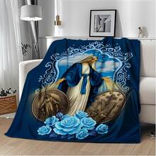 1PC Jesus Pattern Flannel Blanket, Machine Washable, Soft And Comfortable, Lightweight Wool Blanket, Comfortable Air Conditioning Blanket, Home Decoration, Suitable For All Seasons, Friend Gift, Suitable For Sofas, Beds, Cars, Offices, Camping, Travel, Outdoor, Suitable For Giving To Family And Friends. The Perfect Gift For Sons, Daughters, Grandmothers, Grandfathers, Fathers, Mothers, Uncles, And Aunts