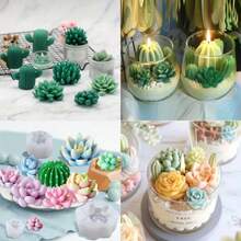 9/10 Stücke 3D Blumen & Kaktus Silikon Kerzengießformen Set für duftende Kerzen, Seife, Harz und mehr