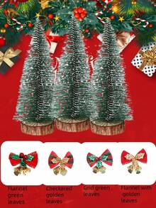 Christmas Tree Decoration Accessories, Suitable For Christmas Decoration, Christmas Party Decoration, Home Decoration, Indoor And Outdoor, Winter Vacation Decoration Products, The Best GiftChDIY Mini Christmas Tree Desktop Decoration, Pine Needle Tree Christmas Decoration, Christmas Dipped White Cedar Small Christmas TreeMini Bow Christmas Tree Decoration, Christmas Gift Box Decoration, Christmas Diy Accessories, Bow Bell Pendant - Multicolor - View 1
