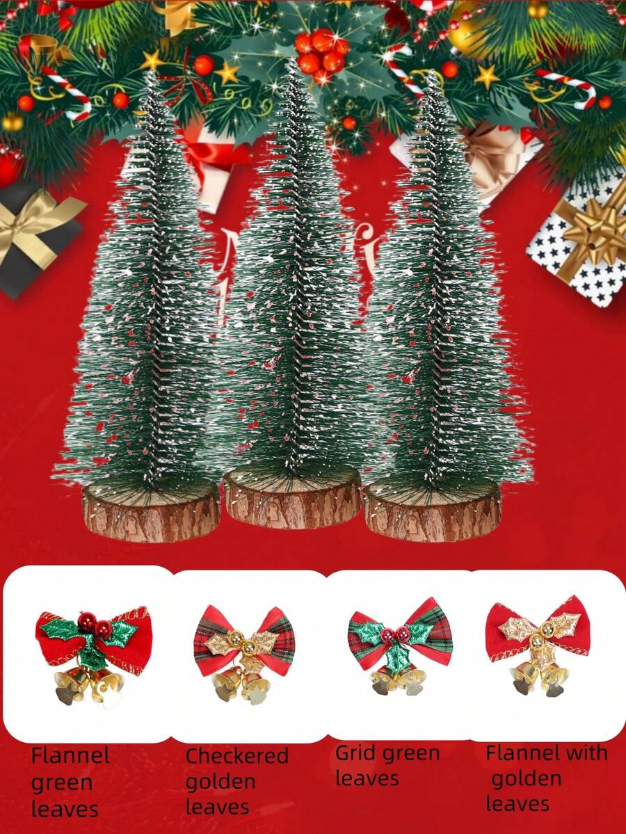 Christmas Tree Decoration Accessories, Suitable For Christmas Decoration, Christmas Party Decoration, Home Decoration, Indoor And Outdoor, Winter Vacation Decoration Products, The Best GiftChDIY Mini Christmas Tree Desktop Decoration, Pine Needle Tree Christmas Decoration, Christmas Dipped White Cedar Small Christmas TreeMini Bow Christmas Tree Decoration, Christmas Gift Box Decoration, Christmas Diy Accessories, Bow Bell Pendant - Multicolor - View 1