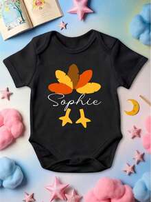 Custom Name Thanksgiving Kids Shirt, Personalized Turkey Kids T-Shirt, Thanksgiving Boys Girls Gift, Thankful Youth Hoodie, Thanksgiving Family Tee, Matching Cousins Fall Toddler Shirt. CU-92 - 黑色 - 查看 2