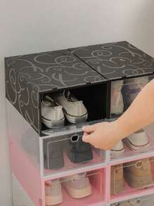 1/4/8 Cajas para zapatos, estanterías para zapatos, apilables, individualmente desmontables, transparentes para el hogar, estilo cajón, caja de almacenamiento de plástico con tapa antipolvo