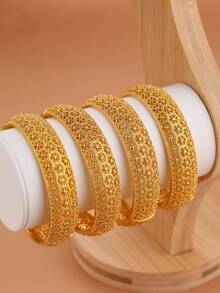 1 سوار من النحاس المطلي بالذهب عصري، مناسب للارتداء اليومي والمناسبات للنساء، هدية