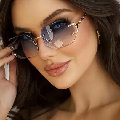 Unisex Fashion Frameless Metal Glasses, Suitable For Daily Wear, Perfect Gift For Mother's Day, Father's Day, And Family Gatherings, Ideal For Y2K Style