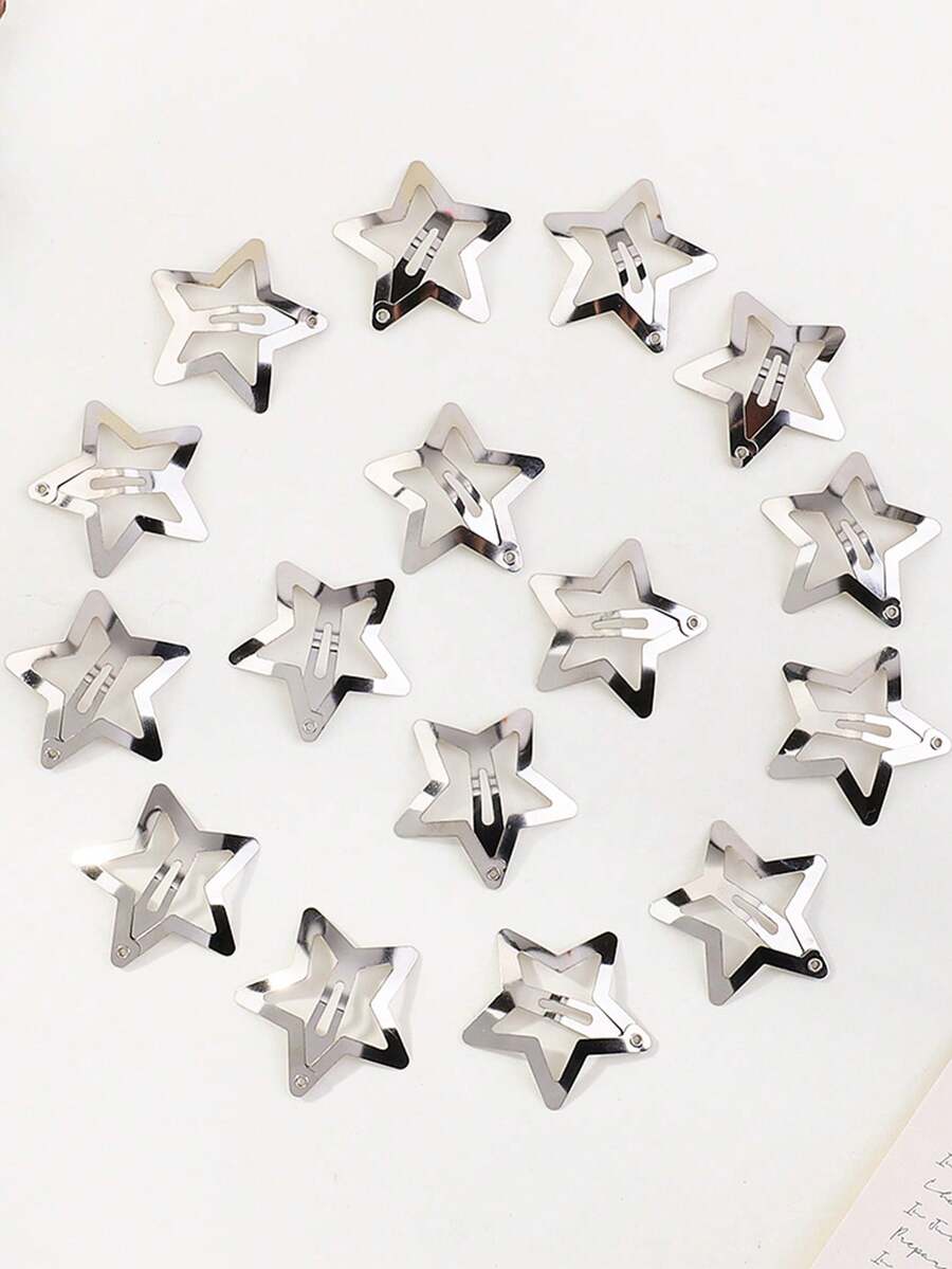 10/20/30/40/50/100pcs European & American Popular Five-Pointed Star BB Hair Clips, Cute & Bangs Clips, Star Hair Accessories Side Clips, Hair Clips Claw