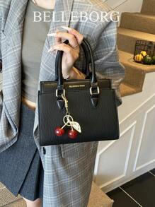 BELLEBORG Printed Women's Handbag & Shoulder Bag, Minimalist & Practical Multi-Function With Pendant - Black - View 6