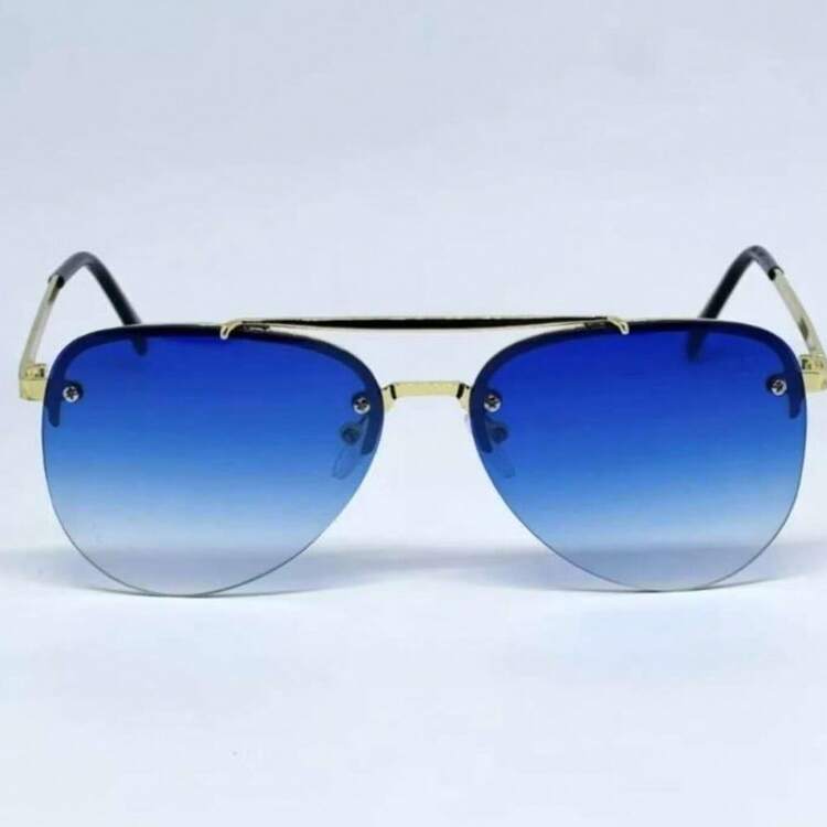 Aviator Sunglasses Dark Women Men Beautiful Style - Baby Blue - View 2
