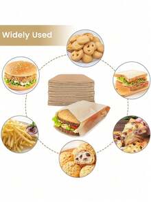 50/100pcs Kraft Paper Sandwich Bags,Greaseproof Disposable Food Bags For Burgers, Desserts, Fried Chicken | Leak-Resistant Snack Packaging For Parties, Catering, Food Truck | Wedding Birthday | Back To School - Multicolor - View 5