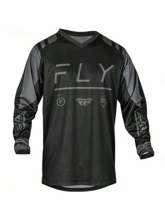 FLY Men's Spring/Autumn Long Sleeve Cycling Jersey, Black & Grey Color! Fly Racing Off-Road Cycling Wear, Downhill Jersey, Quick-Dry Breathable T-Shirt