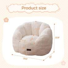 Puf para niños, sofá con forma de floral, sofá de felpa de piel sintética con respaldo de pétalos para niños y niñas, sofá acogedor de peluche para guardería, recámara, color beige - Beige - Ver 8