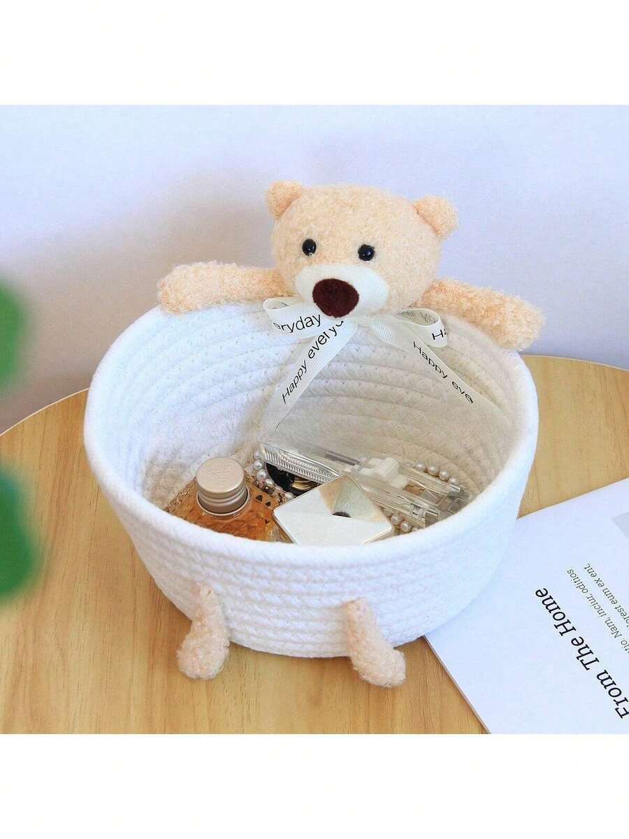 Cesta de Armazenamento Resistente Feita à Mão, Usada para Armazenar Produtos Infantis, Cesta de Armazenamento com Padrão de Animal Fofo, Organizadores Estilosos para Organizar Brinquedos de Animais de Estimação, Caixas de Armazenamento Tecidas à Mão Funcionais, Caixas de Armazenamento de Corda Artesanal, Organizadores Economizadores de Espaço