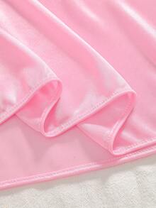 Three-Piece Women's V-Neck Lace Nightgown, Loose Short-Sleeved Ruffled Solid Color Pajamas, Plain Flower Embroidery Contrast Mesh. - 粉紅色+紫色+玫紅色 - 查看 8