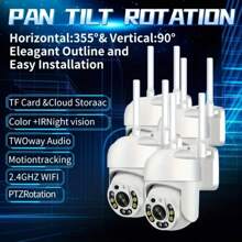 1080P HD Drahtlose Sicherheitskamera Set, 3MP Auflösung, Verbessertes Farbiges Nachtsicht, Zwei-Wege Audio, Schwenken/Neigen/Zoomen, Bewegungsverfolgung