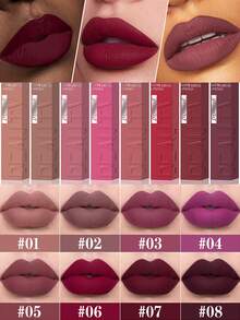 裸棕色哑光液体唇膏，丝绒性感深红色唇彩，不粘腻，持久唇妆 - 彩色 - 查看 2