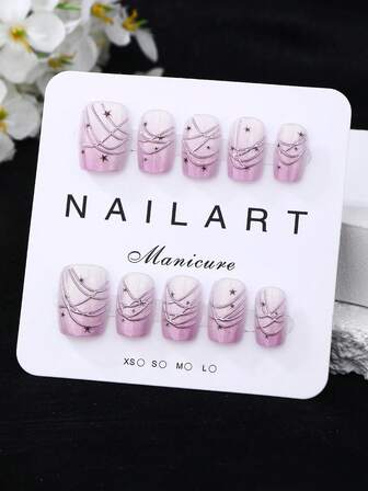 Manicura hecha a mano, set de 10 piezas, manicura de punta francesa, manicura postiza, manicura portátil, diseño elegante y generoso, estilo francés de alta gama, esmalte de gel, efecto ojo de gato, brillo metálico, puntas de uñas postizas de cobertura total, llenas de varias formas de grandes rhinestones 3D y gemas para uñas, incluye 1 tubo de pegamento de gelatina, 1 palito para uñas y una cinta pulidora.