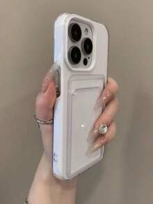 Estuche de teléfono de unicolor minimalista y de lujo, billetera y portacartas, material premium, estuche de teléfono 2 en 1 con ranura para tarjetas de color caramelo, compatible con Apple 16 15 14 13 12 11 Pro Max 16 Plus 17 17 Pro Max, anti-caída, transparente, suave, a prueba de agua, a prueba de golpes, resistente a los arañazos, regalo para mamá, regalo de cumpleaños, regalo de primavera, fiesta - Blanco - Ver 2