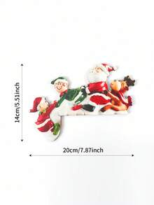 1pc, Festive Christmas Wooden Corner Door Frame Ornament,Four Gnome ,White Bear And Reindeer And Santa Claus,Seasonal Decor, Holiday Accessory, Christmas Decor Supplies, Wall Pediments, Corner Decoration