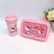 Sanrio 2pcs Hello Kitty Licensed Melody & Cinnamoroll Large Capacity Cartoon Lunch Box Set, Includes DIY Stickers, Cute Kuromi Microwave Bento Box - Adorable Meal Prep Containers