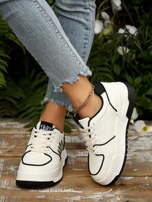 2025 Frühling Neue Damen Schwarz & Weiß Studentenschuhe, Mode vielseitige atmungsaktive Sneaker, Lässig Schuhe im - Schwarz und Weiss - Übersicht 5