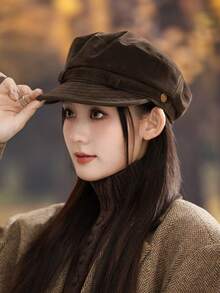 1 件女士秋季贝雷帽，格子云朵图案，休闲优雅报童帽，适合户外、聚会、骑行、旅行、派对、日常穿着，适合秋季 - MM2271 - 查看 3