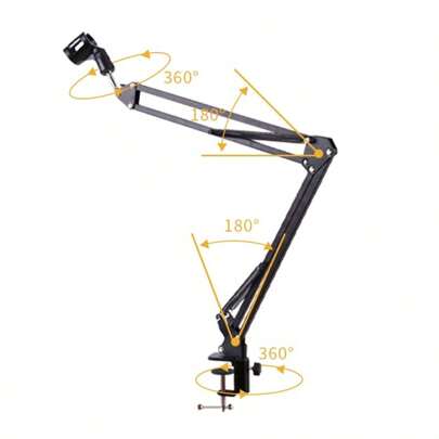 麦克风支架，Arabest 悬挂式剪刀臂麦克风支架金属材质桌面，适用于录音棚录音、现场视频直播、在线唱歌，适合生日礼物、圣诞节礼物、万圣节礼物、完美礼物、文具、减压球、毛绒玩具、旅行玩具、课堂减压玩具、沐浴玩具