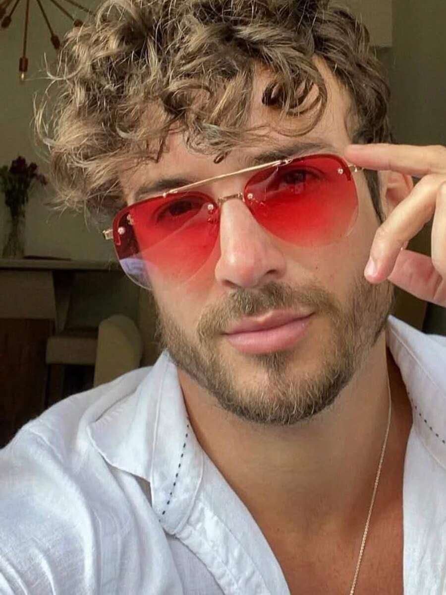 Aviator Sunglasses Dark Women Men Beautiful Style - Pink - View 1