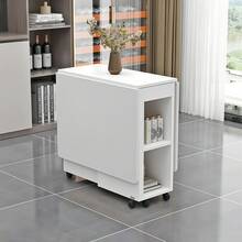 Folding Dining Table Set With 4 Chairs / Dining Table With Storage / Space-Saving Design / With 6 Wheels / Suitable For Family Gatherings And Afternoon Tea, White - 白色 - 查看 4