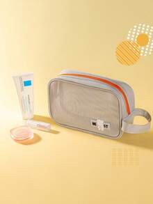 Nueva bolsa de malla compuesta de 3 capas de colores múltiples, bolsa de malla compuesta de 3 capas, bolsa de cosméticos con tapa abatible para vacaciones, bolsa de almacenamiento de cosméticos de gran capacidad, ideal para viajes de vacaciones, playa, dormitorio de estudiantes, bolsa de almacenamiento de cables de datos y artículos de tocador, bolsa de viaje para vacaciones, bolsa de maquillaje para la escuela, bolsa de tocador para cruceros para mujeres