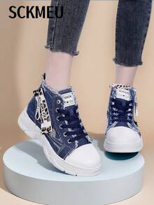 SCKMEU. 1 双多功能高帮休闲运动鞋，时尚舒适的户外运动运动鞋 - 深藍色 - 查看 5