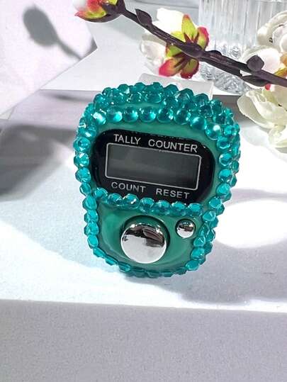 Finger-Worn Rhinestone Digital Counter, Convenient Drilling Design Hand-Press Counter, Suitable For Knitting, Praying (Tasbih), Exercise, Game Counting And Other Counting Purposes
