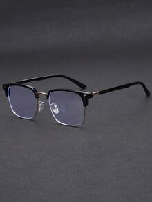 1 Pair Men's Metal Half-Frame Vintage Style Transparent Lens Glasses, Suitable For Daily Wear, Gaming And Computer Work - Clear - View 4