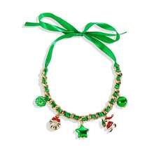 1 pieza Collar de Navidad verde tipo gargantilla para mujeres, colgante creativo de copo de nieve/Papá Noel, opción de moda para regalo navideño o atuendo navideño