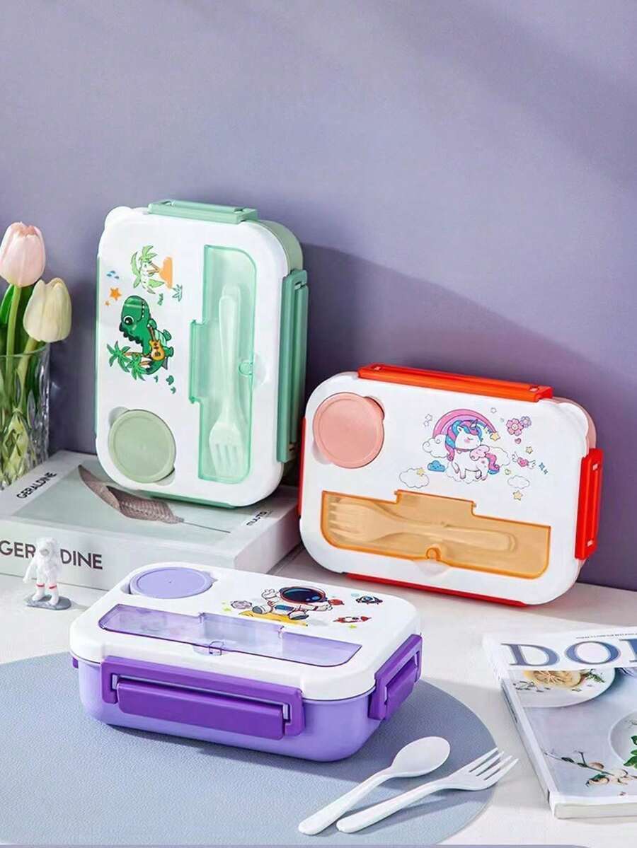 1 件套午餐盒、便当盒、带餐具的午餐盒、方形分区微波炉便当盒、便携式多功能野餐盒、午餐盒、沙拉盒、开学季 - 彩色 - 查看 1