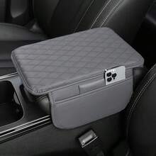 12.4*7.48in Upgraded Dual Side Storage Car Center Console Cover, Super Soft Microfiber PU Leather Car Armrest Pad Mat, Dual Pocket/No Pocket Styles, Universal Car Armrest Storage Box, Suitable For Cars, RVs, Most Vehicles Interior Accessories
