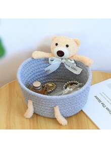 Cesta de Armazenamento Resistente Feita à Mão, Usada para Armazenar Produtos Infantis, Cesta de Armazenamento com Padrão de Animal Fofo, Organizadores Estilosos para Organizar Brinquedos de Animais de Estimação, Caixas de Armazenamento Tecidas à Mão Funcionais, Caixas de Armazenamento de Corda Artesanal, Organizadores Economizadores de Espaço