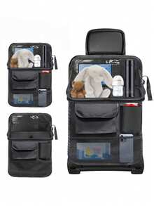 1 件座椅后置汽车收纳袋 - 带餐桌的汽车储物袋 | 带可折叠桌板的汽车座椅靠背保护垫 | 车载收纳袋和旅行饮料平板电脑旅行配件 - 均碼 - 查看 10