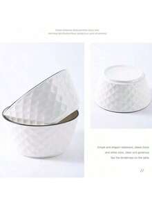 1pc/2pcs/4pcs Rose Diamond Patterned Ceramic Bowl, 4.5in/5in Pasta/Soup Bowl, Deep Ceramic Bowl, Microwave , Luxury Nordic Style Diamond Black Line Design