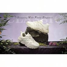 Women's Road-Running-Shoes Slip On Ladies Walking Fashion Athletic Sneakers Work Gym Comfort Lightweight Mesh Soft SoleChristmas - 米色 - 查看 4