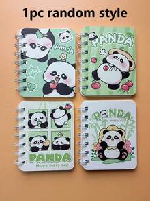 4/1pc 80 Pages/Book Cartoon Cute Panda Happy Planet A7 Coil-Bound Lined Cute Notebook, Essential Stationery For Back To School School Supplies - Multicolor - View 13